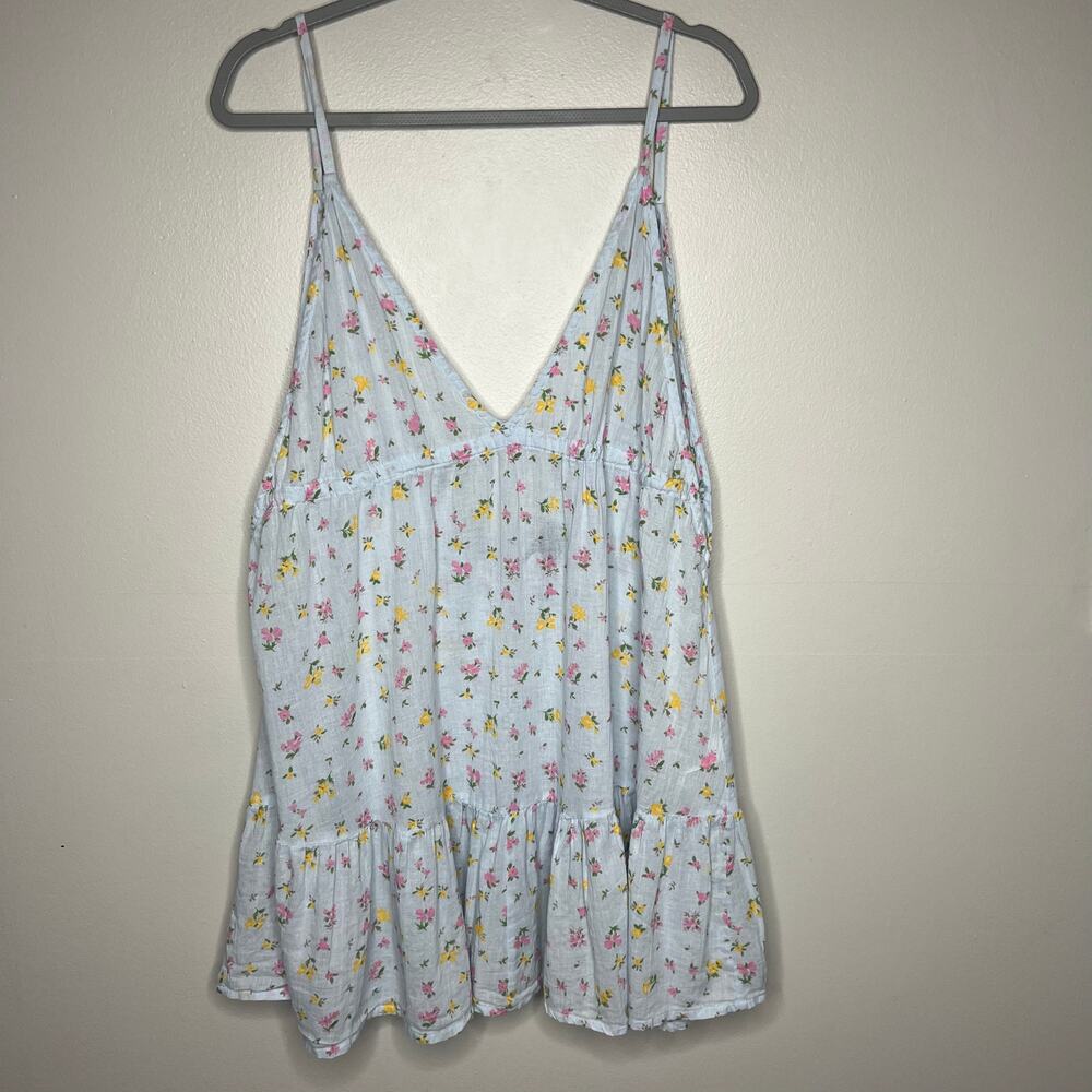 Y2K Tiered Cami Sundress Baby Blue‎ Mini Dress Coverup Size 12 Cottage Coquette